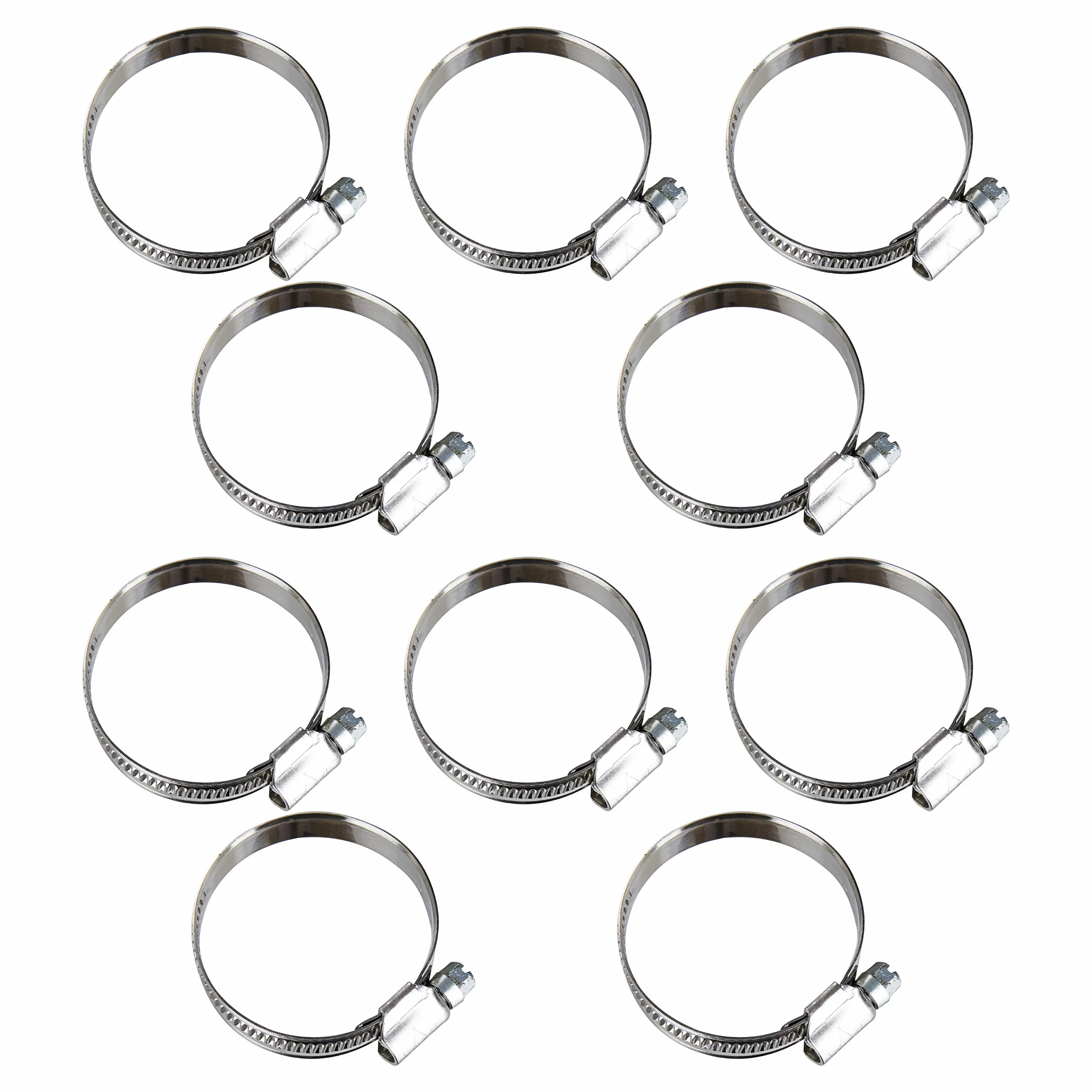 Zaciski Do Węża W2 Ze Stali Nierdzewnej, Srebrne, Zakres Zacisków 32 – 50 mm Szerokość 12 Mm, 10 Sztuk